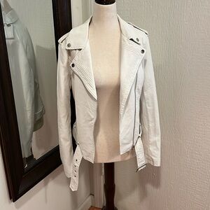 White Faux Leather Moto Jacket
